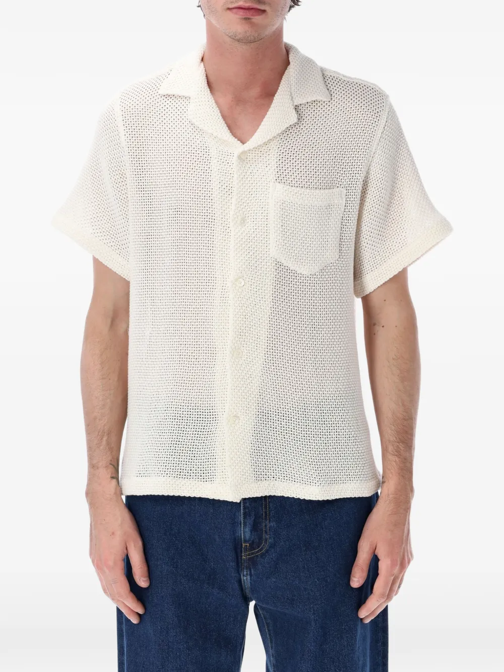 Portuguese Flannel Agora open-knit shirt - Bianco