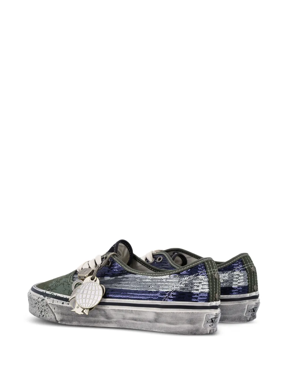 Vans Premium Authentic sequin-embellished paint-splatter sneakers Groen