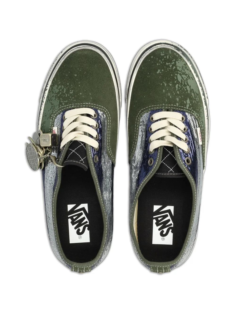 Vans Premium Authentic sequin-embellished paint-splatter sneakers Groen