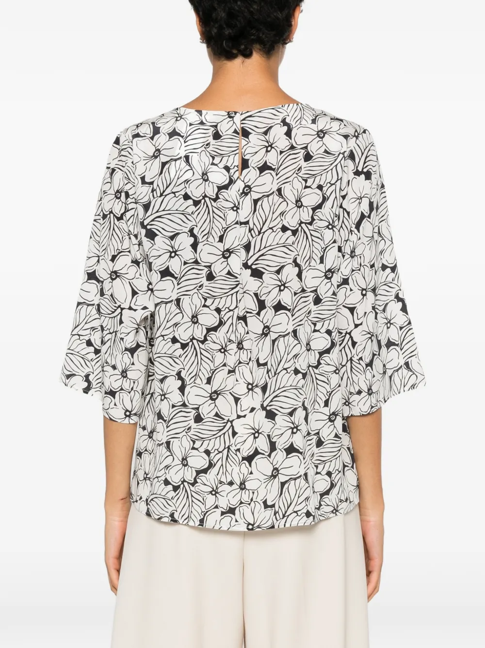 Weekend Max Mara Zijden blouse met bloemenprint Wit