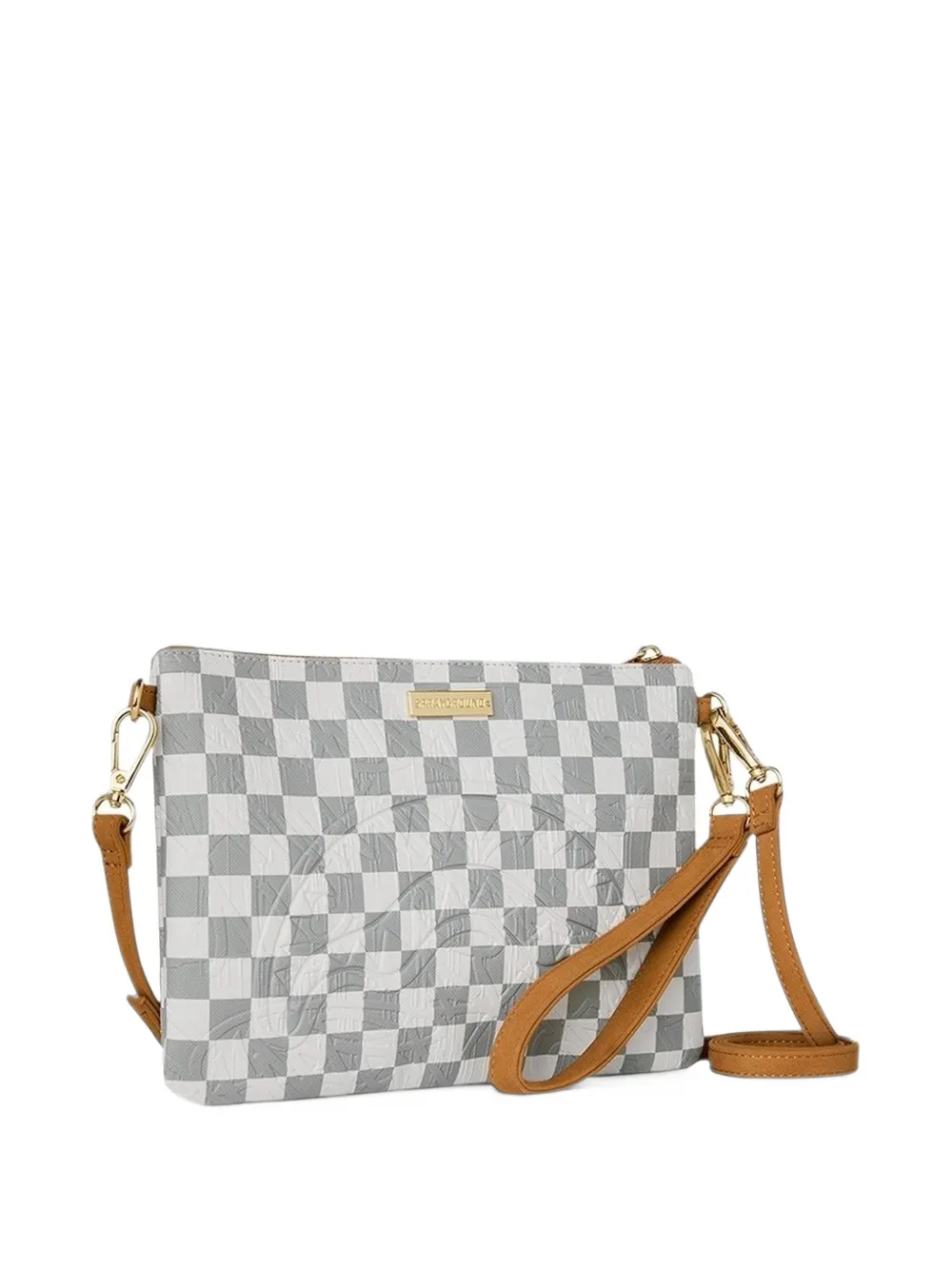 Sprayground 3AM check-pattern logo-plaque clutch bag Wit