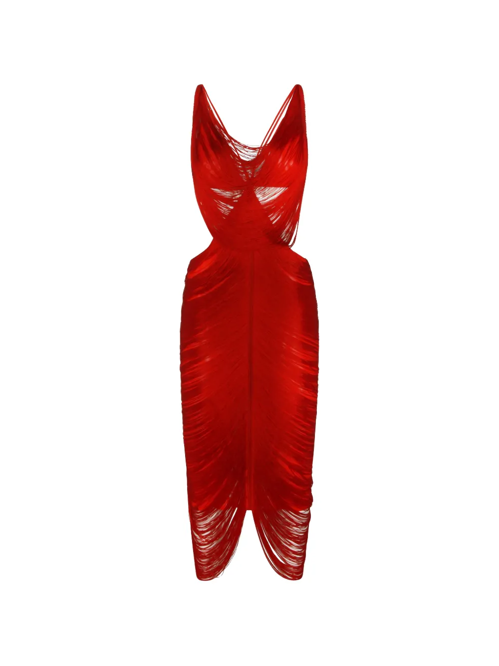 NISSA fringed cut-out dress - Rosso