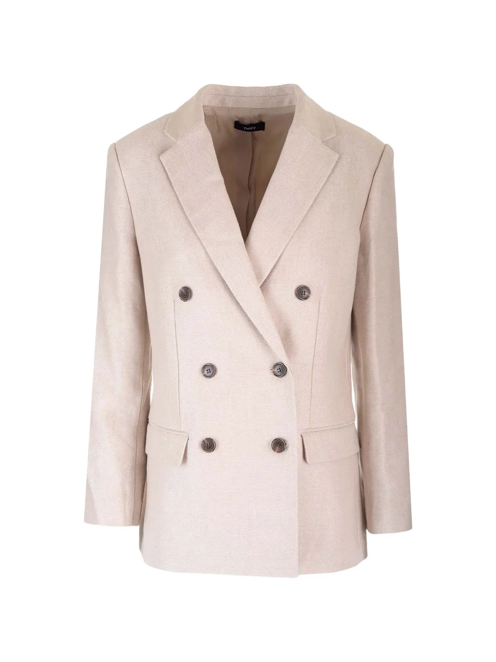 Theory double-breasted linen-twill blazer - Nude