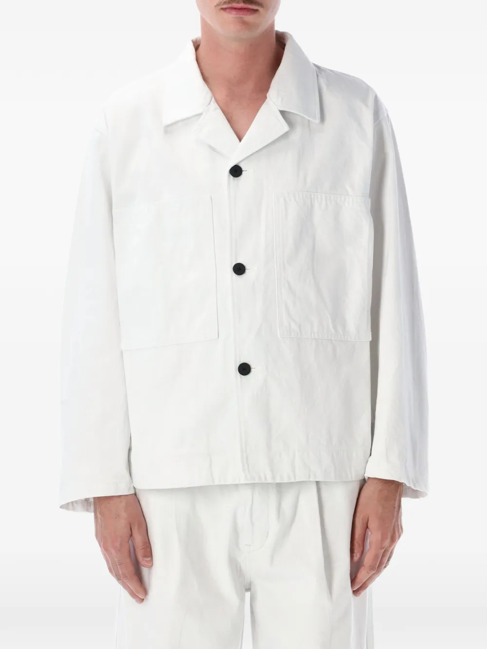 Still by Hand patch-pocket button-up jacket - Bianco