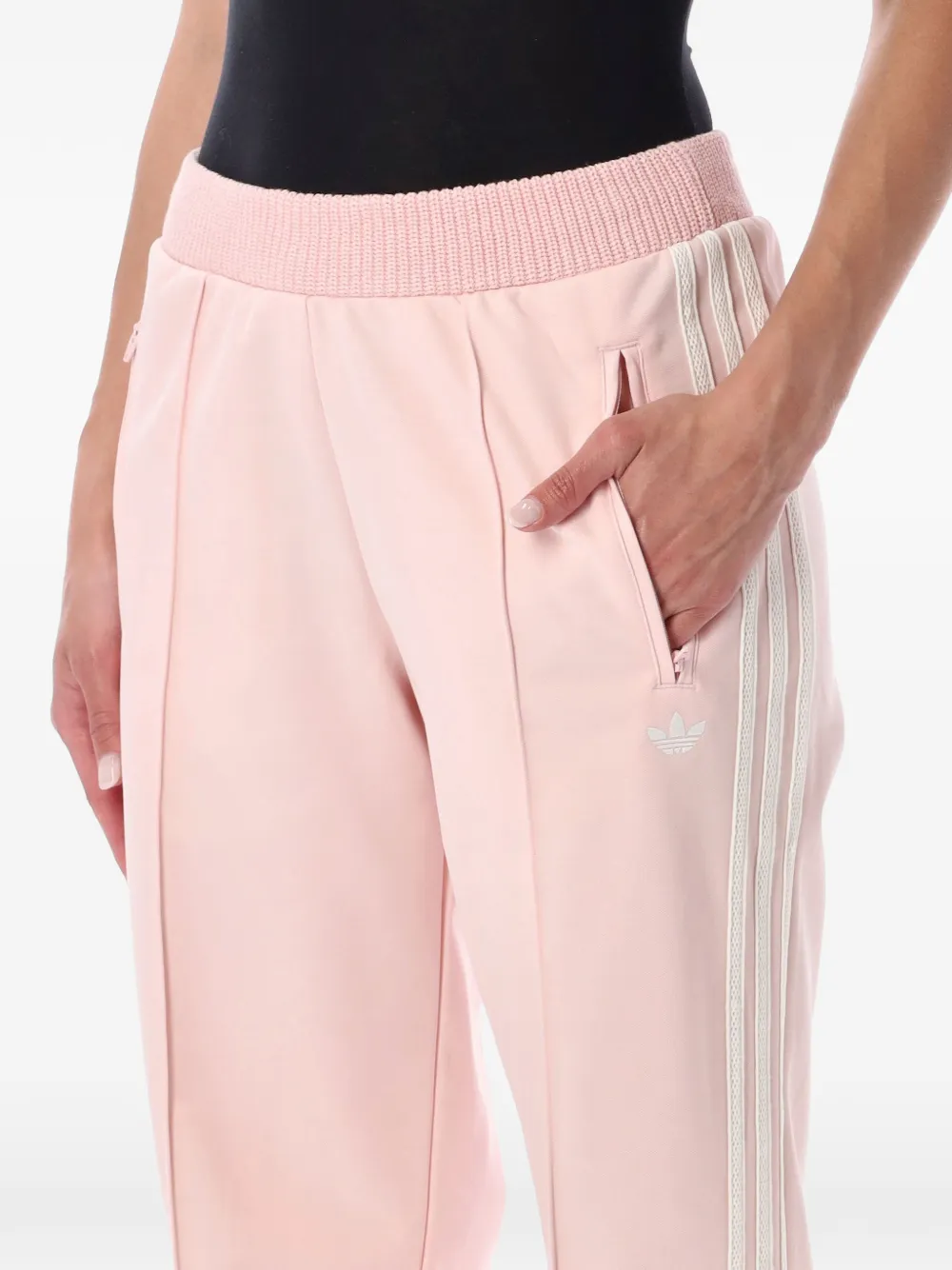 adidas logo-embroidered side-stripe track pants Roze