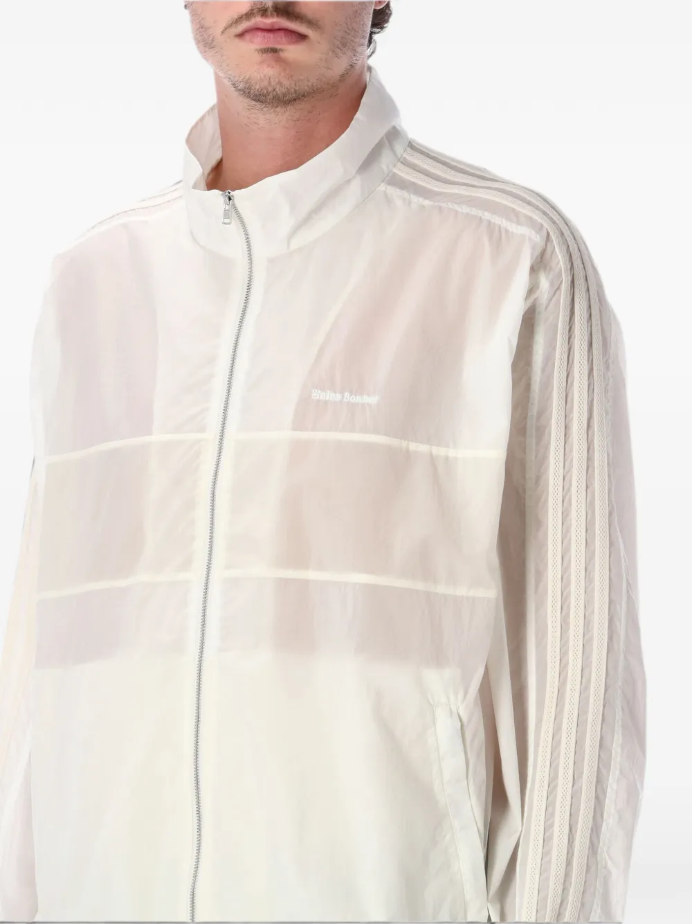 adidas x Wales Bonner sheer-panelled zip-up jacket Beige