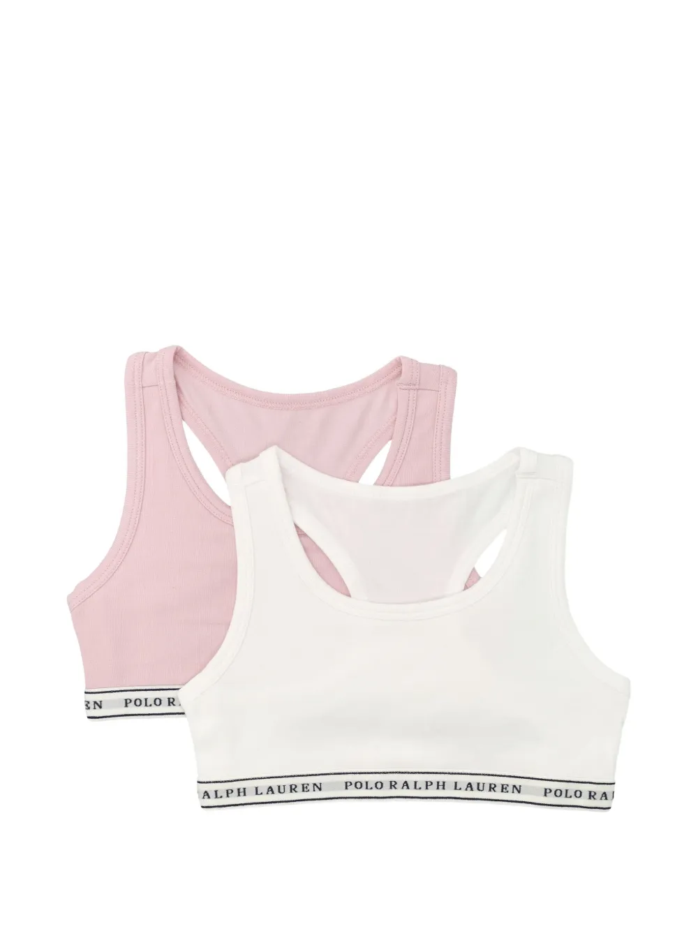 POLO RALPH LAUREN KIDS logo-tape racerback sports bras (set of two) - Pink