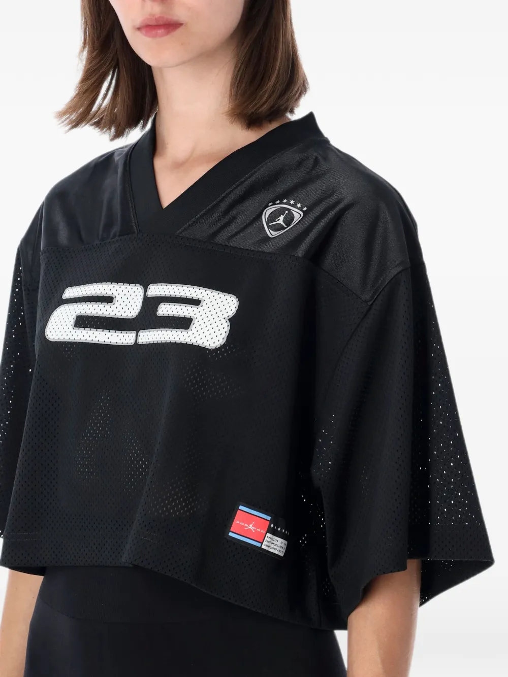 Jordan Brooklyn cropped T-shirt met mesh vlak Zwart