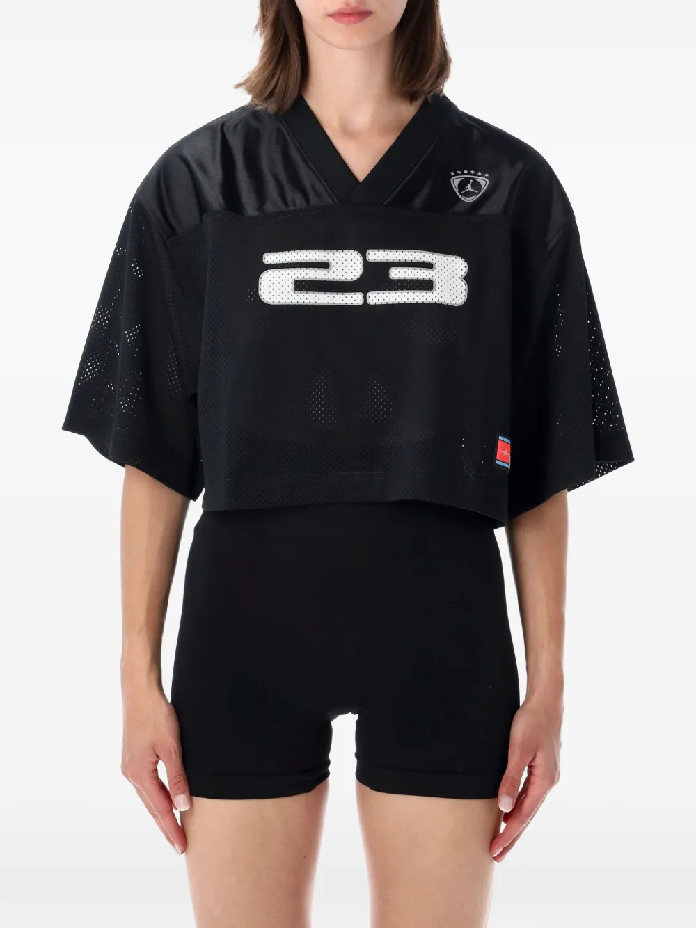 Jordan Brooklyn mesh-panel cropped T-shirt - Schwarz