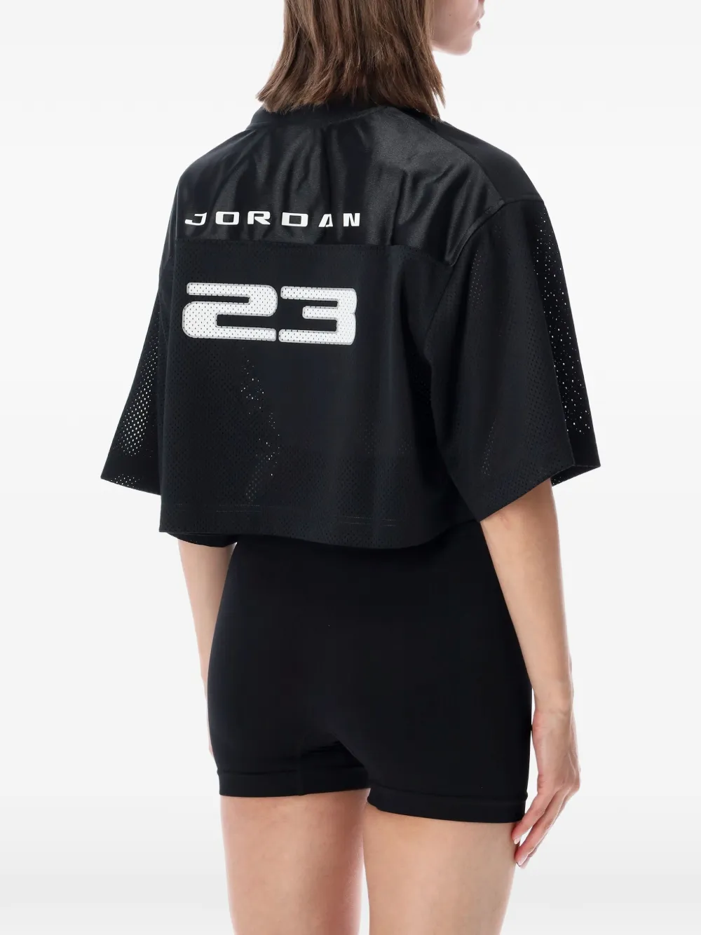 Jordan Brooklyn cropped T-shirt met mesh vlak Zwart