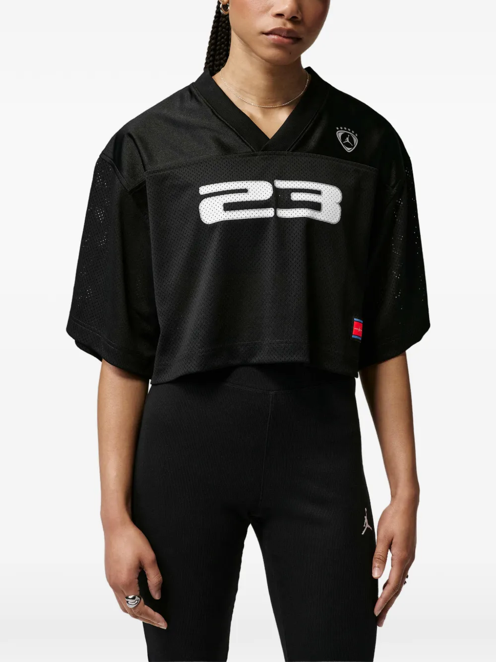 Jordan Brooklyn mesh-panel cropped T-shirt - Schwarz