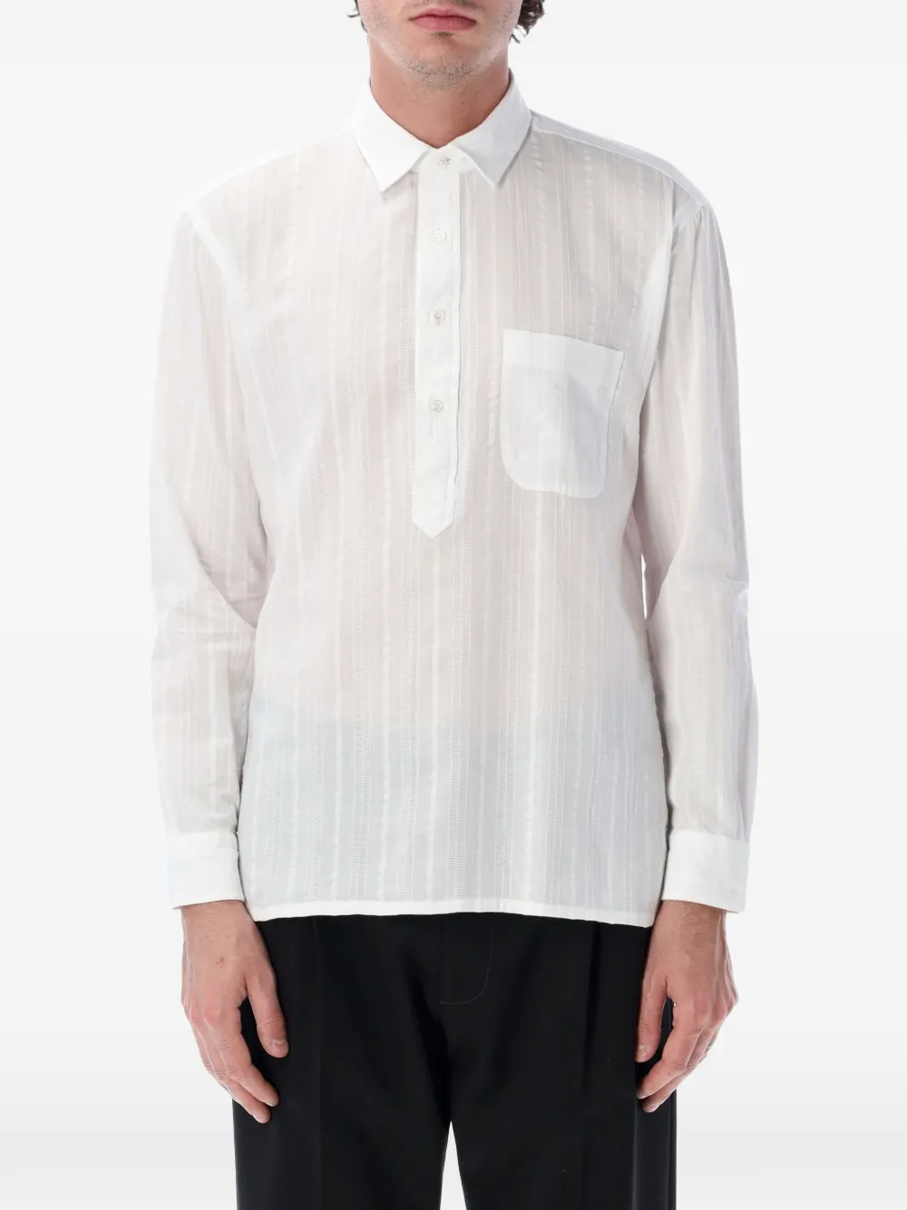 Salvatore Piccolo Alberto stripe-patterned chest-pocket polo shirt - Weiß