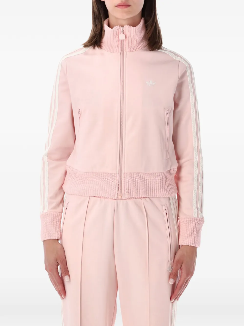 adidas side-stripe logo-embroidered jacket - Rosa