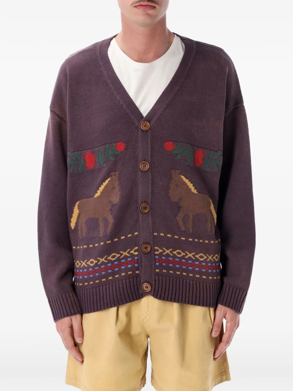 FOUND horse-intarsia knit cardigan - Viola