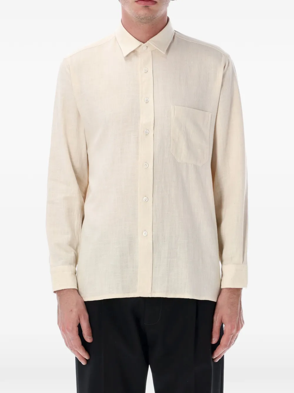 Salvatore Piccolo Tahiti chest-pocket long-sleeve shirt - Toni neutri