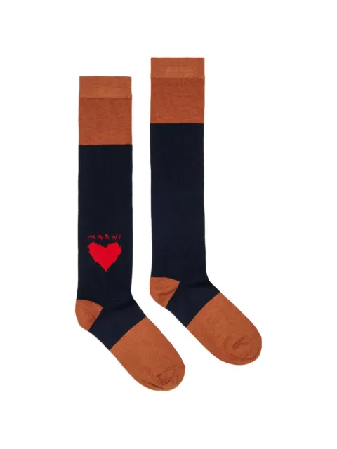 Marni Kids heart-intarsia colour-block socks
