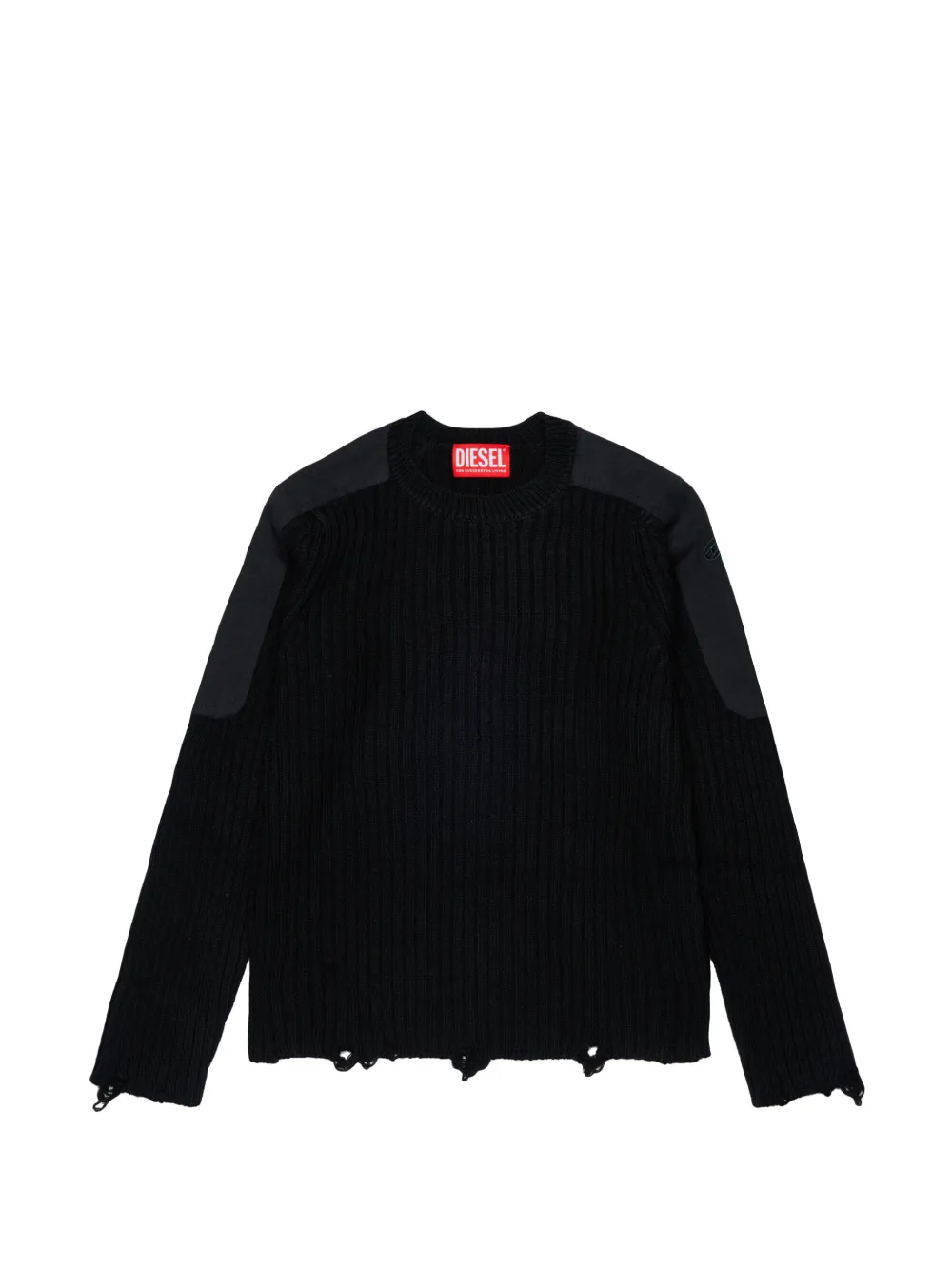 Diesel Kids Gerippter Pullover im Distressed-Look - Schwarz