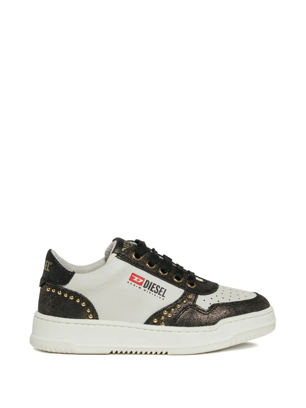 Diesel Kids Sneakers met glitter-effect Beige