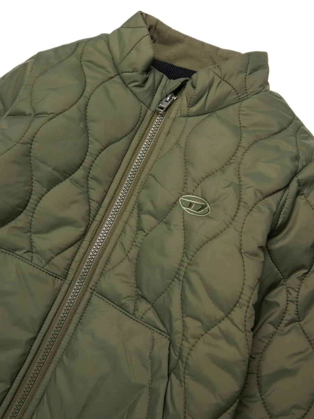 Diesel Kids Gewatteerd jack met gewelfde afwerking en logo-print Groen