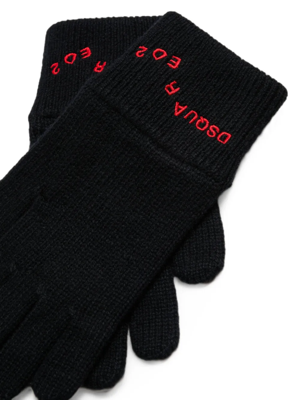 DSQUARED2 KIDS Handschoenen met geborduurd logo en geribbelde manchetten Zwart