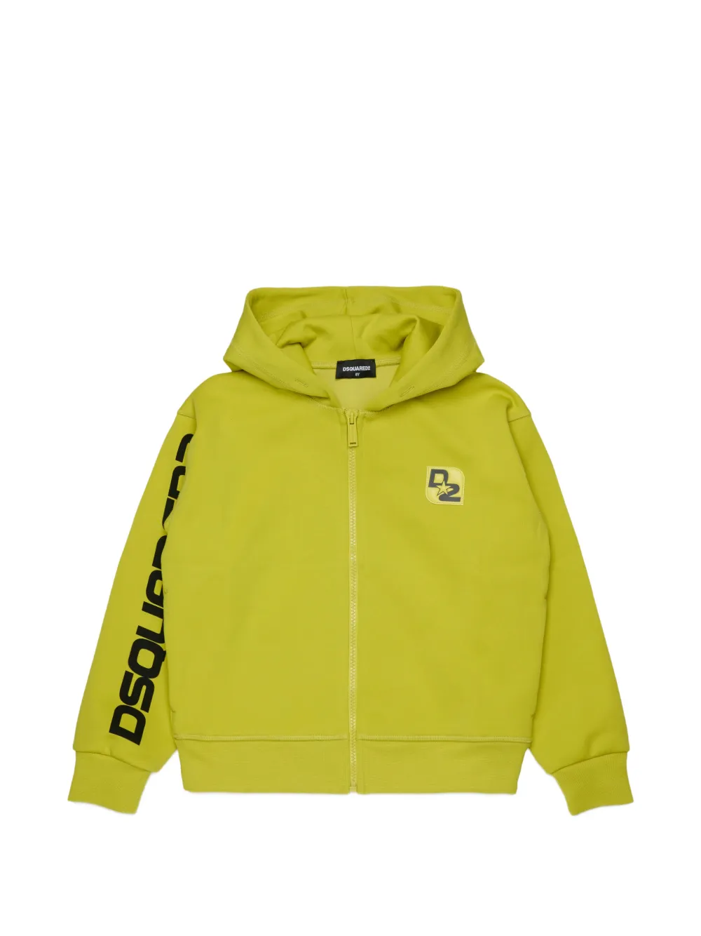 DSQUARED2 KIDS logo-patch zip-up hoodie - Verde
