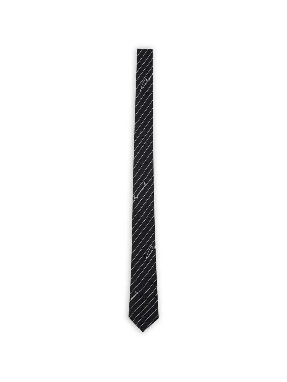 Dsquared2 Kids' Logo-print Pinstriped Tie In Black
