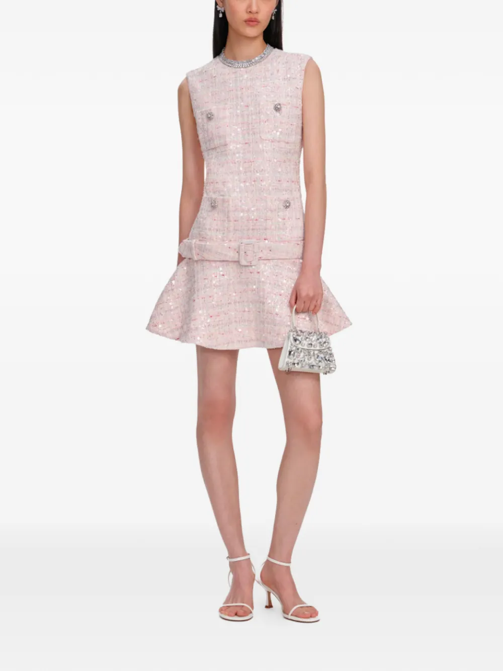Self-Portrait Mini-jurk verfraaid met pailletten Roze