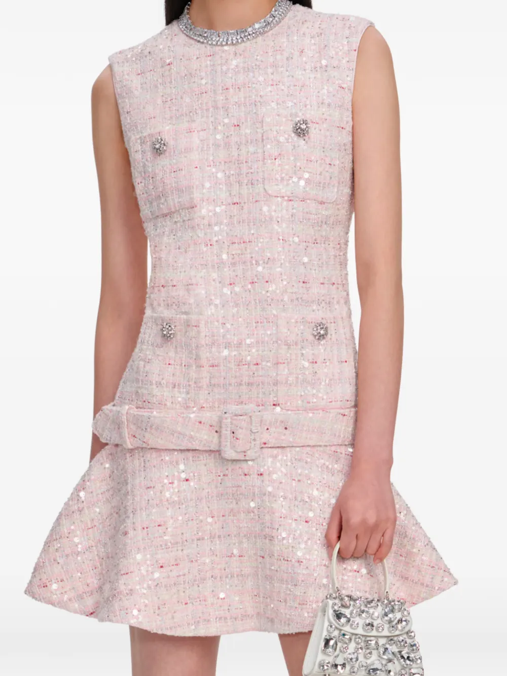 Self-Portrait Mini-jurk verfraaid met pailletten Roze