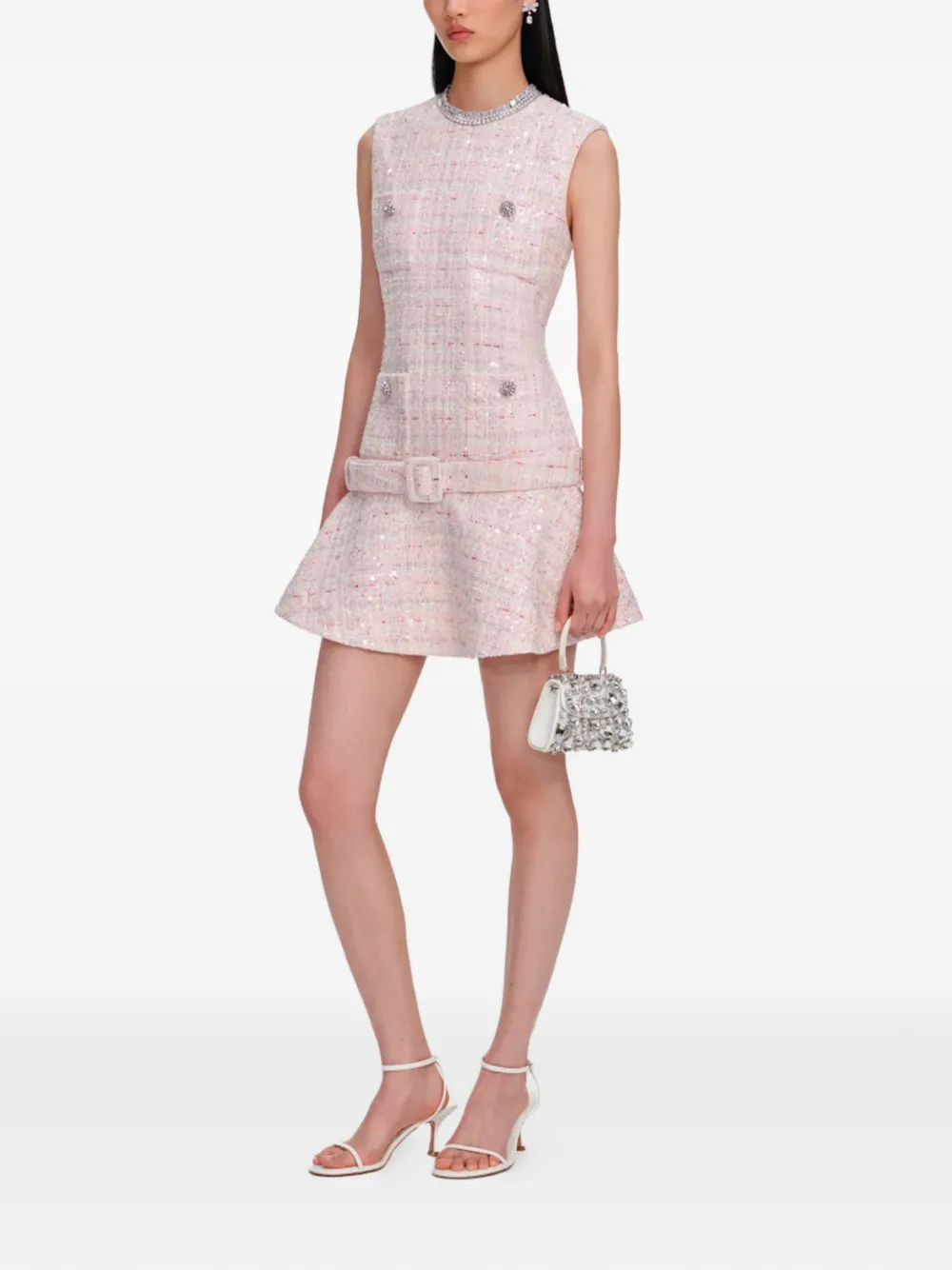 Self-Portrait Mini-jurk verfraaid met pailletten Roze