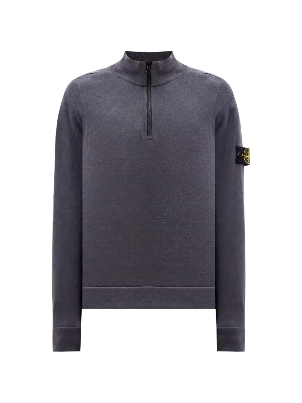 Stone Island logo-patch quarter-zip sweater - Grau