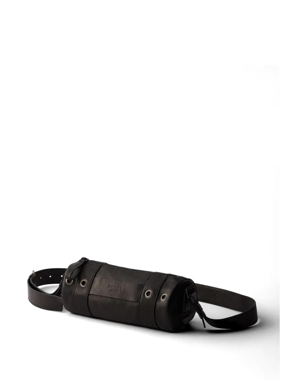 Prada Leren schoudertas met ringlets Zwart