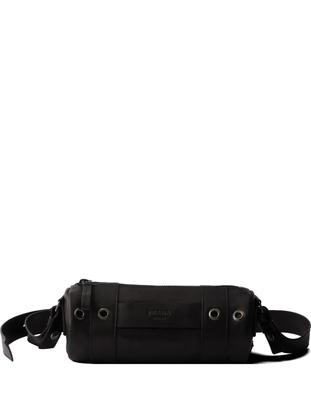 Prada eyelet-embellished leather shoulder bag - Nero
