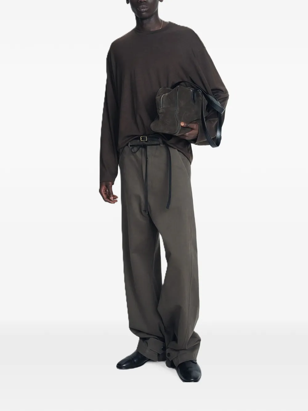 TONYWACK Broek met trekkoord en knoopsluiting Groen