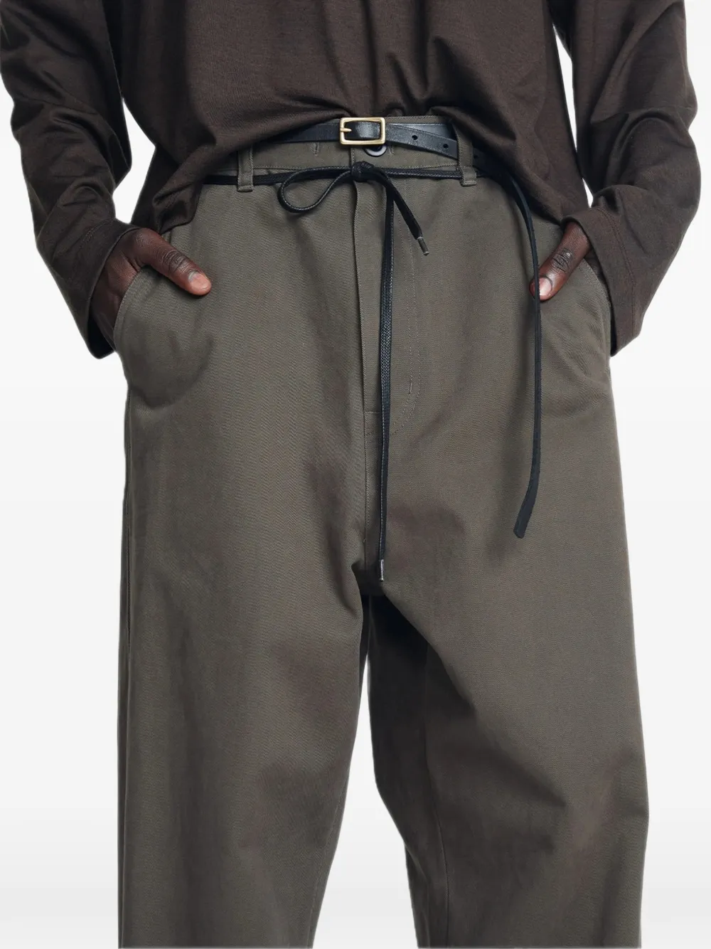 TONYWACK Broek met trekkoord en knoopsluiting Groen