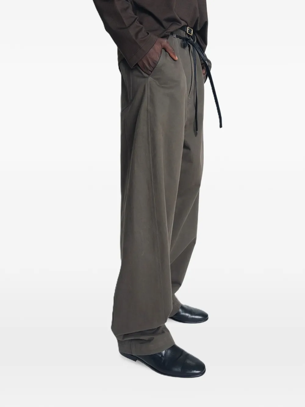 TONYWACK Broek met trekkoord en knoopsluiting Groen