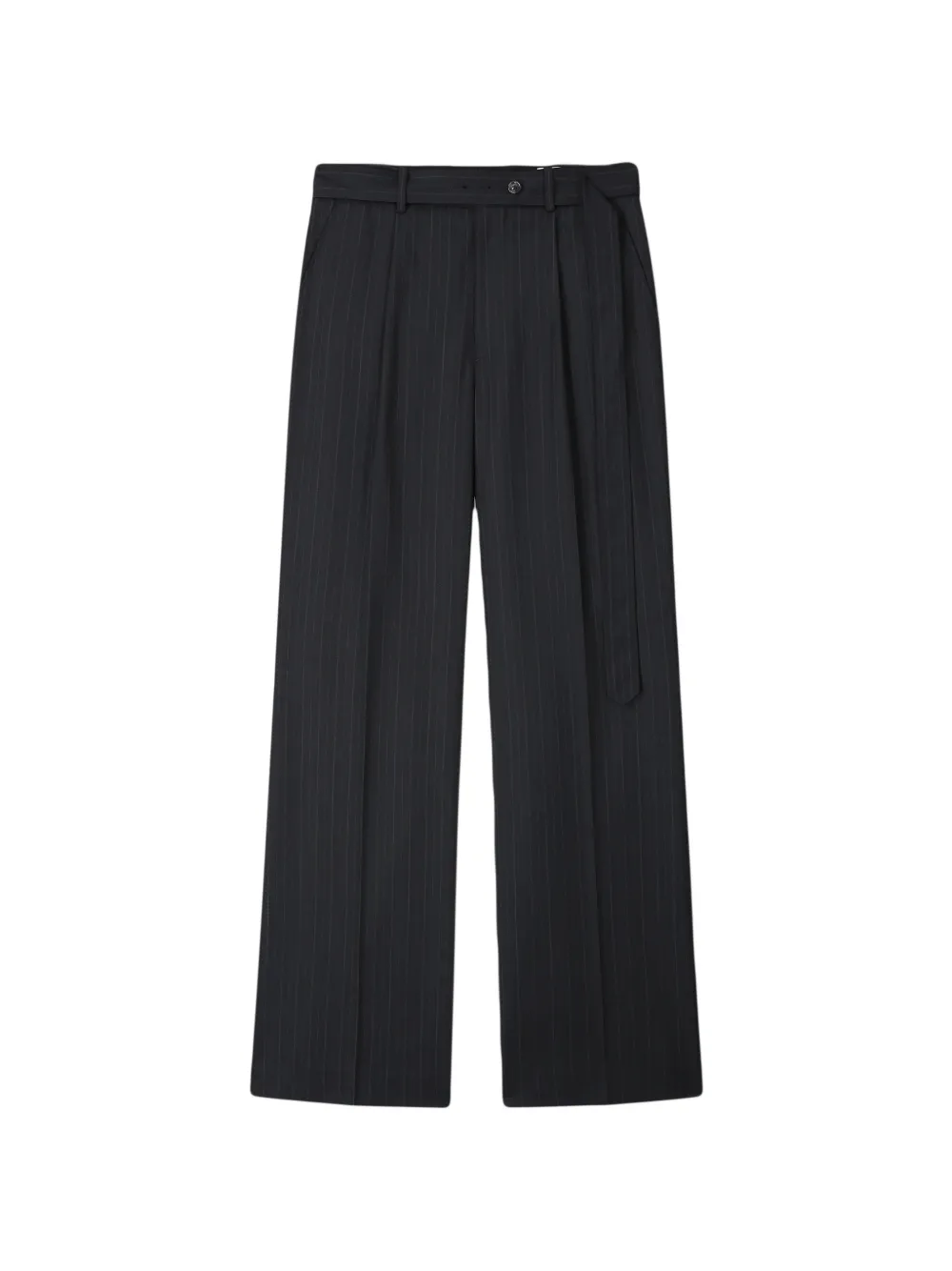 TONYWACK Broek met krijtstreep en ceintuur Blauw