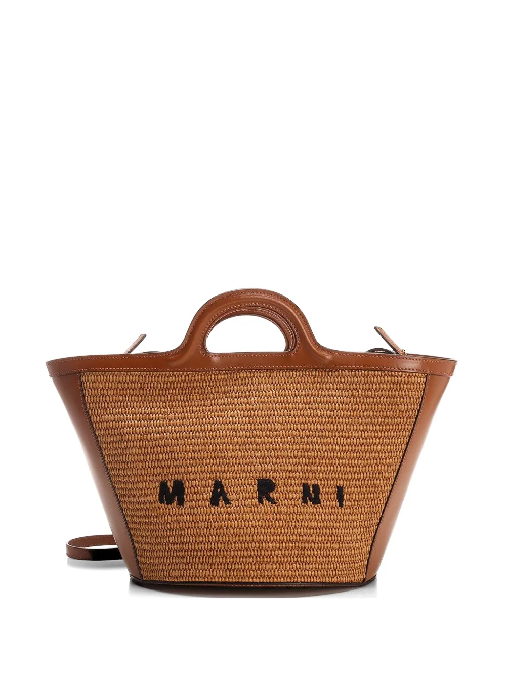 Marni Tropicalia leather-trim tote bag - Marrone