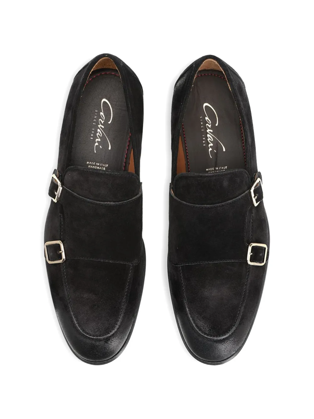 corvari double-buckle suede shoes Zwart