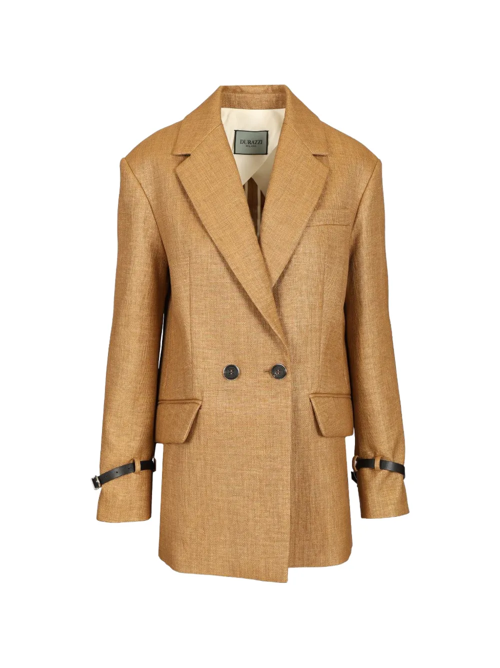Durazzi Milano double-breasted raffia-effect coat - Toni neutri
