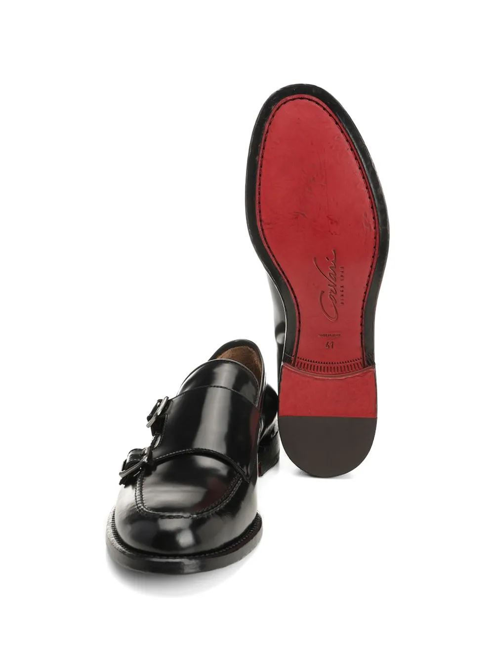 corvari double-strap leather monk shoes Zwart