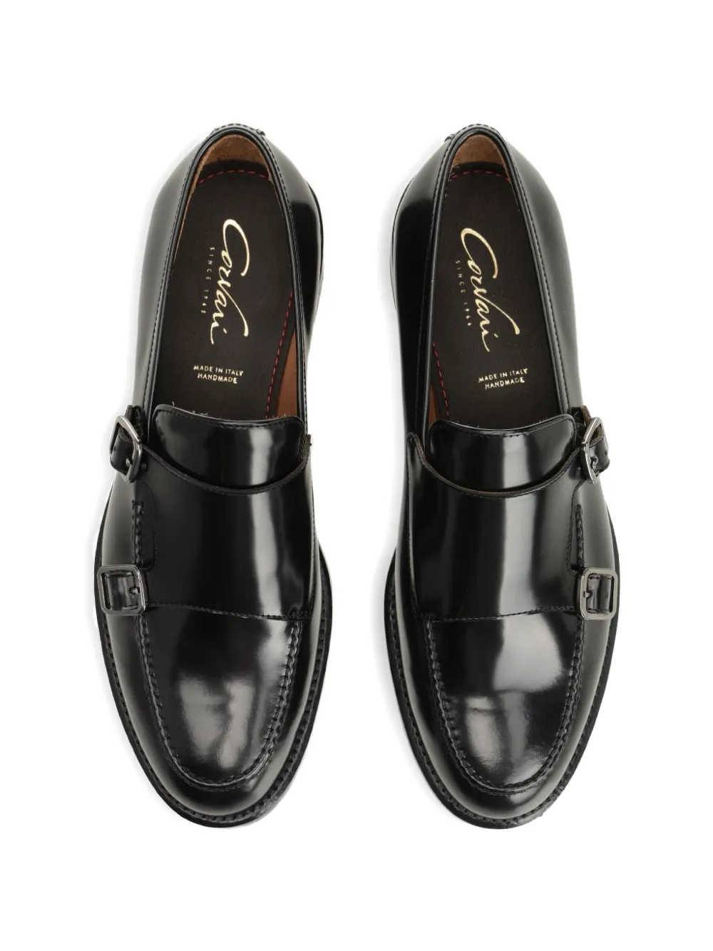 corvari double-strap leather monk shoes Zwart