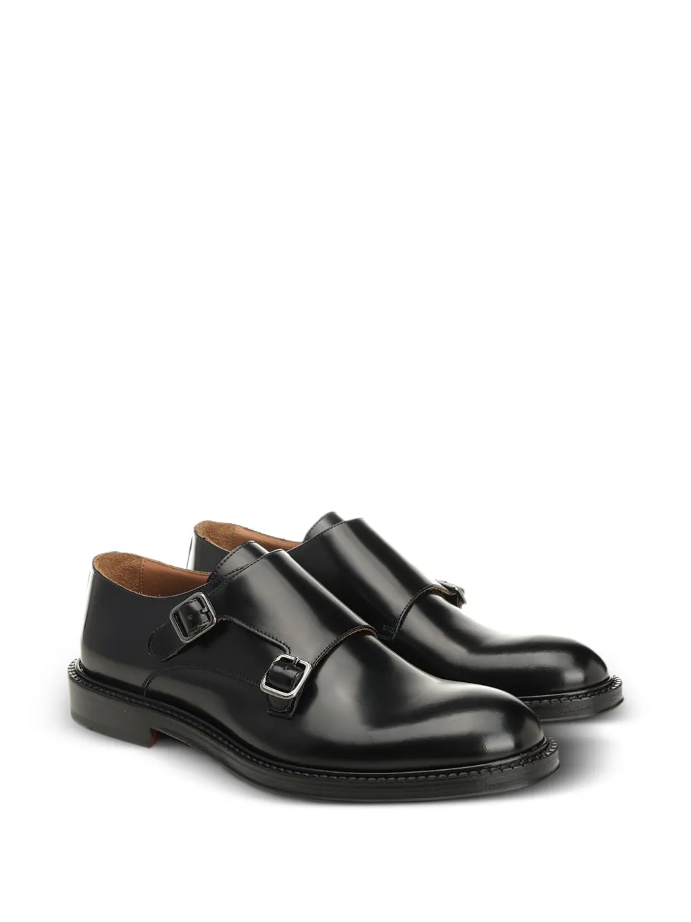 corvari brushed-leather double-monk shoes Zwart