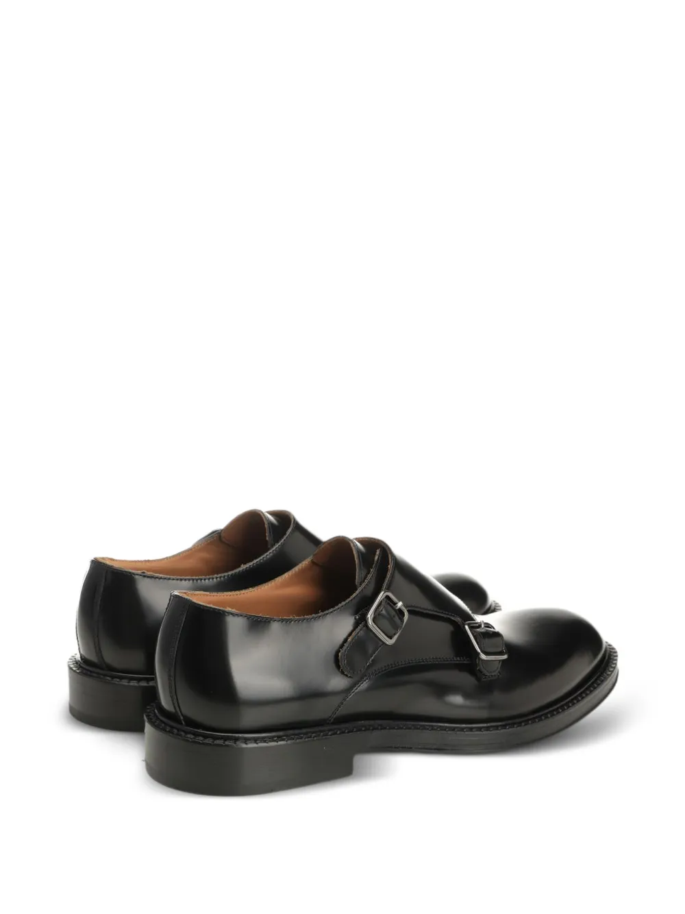corvari brushed-leather double-monk shoes Zwart