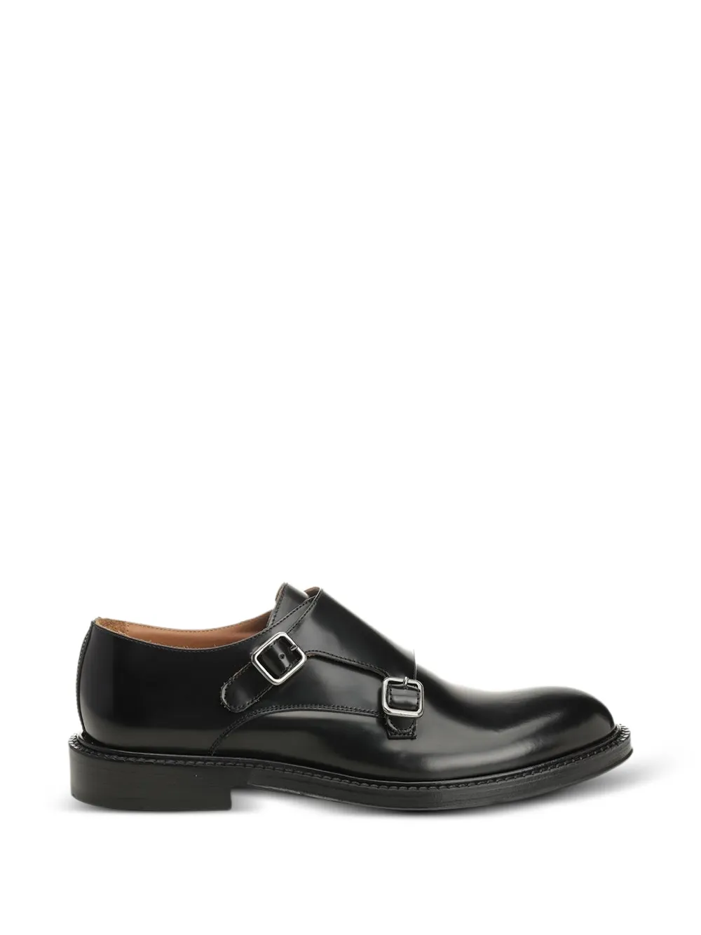 Corvari brushed-leather double-monk shoes Zwart
