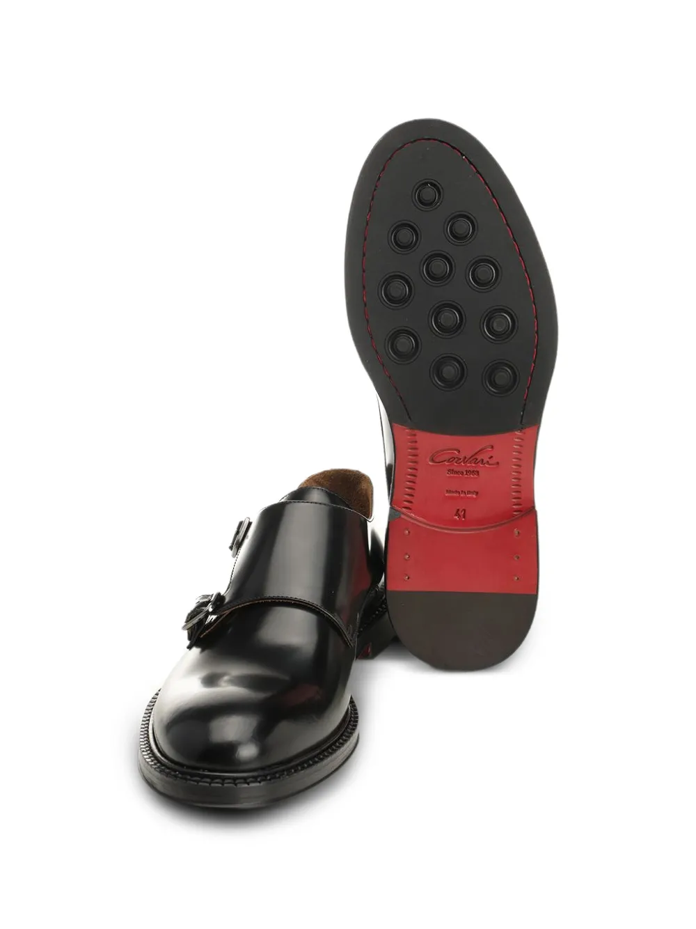 corvari brushed-leather double-monk shoes Zwart