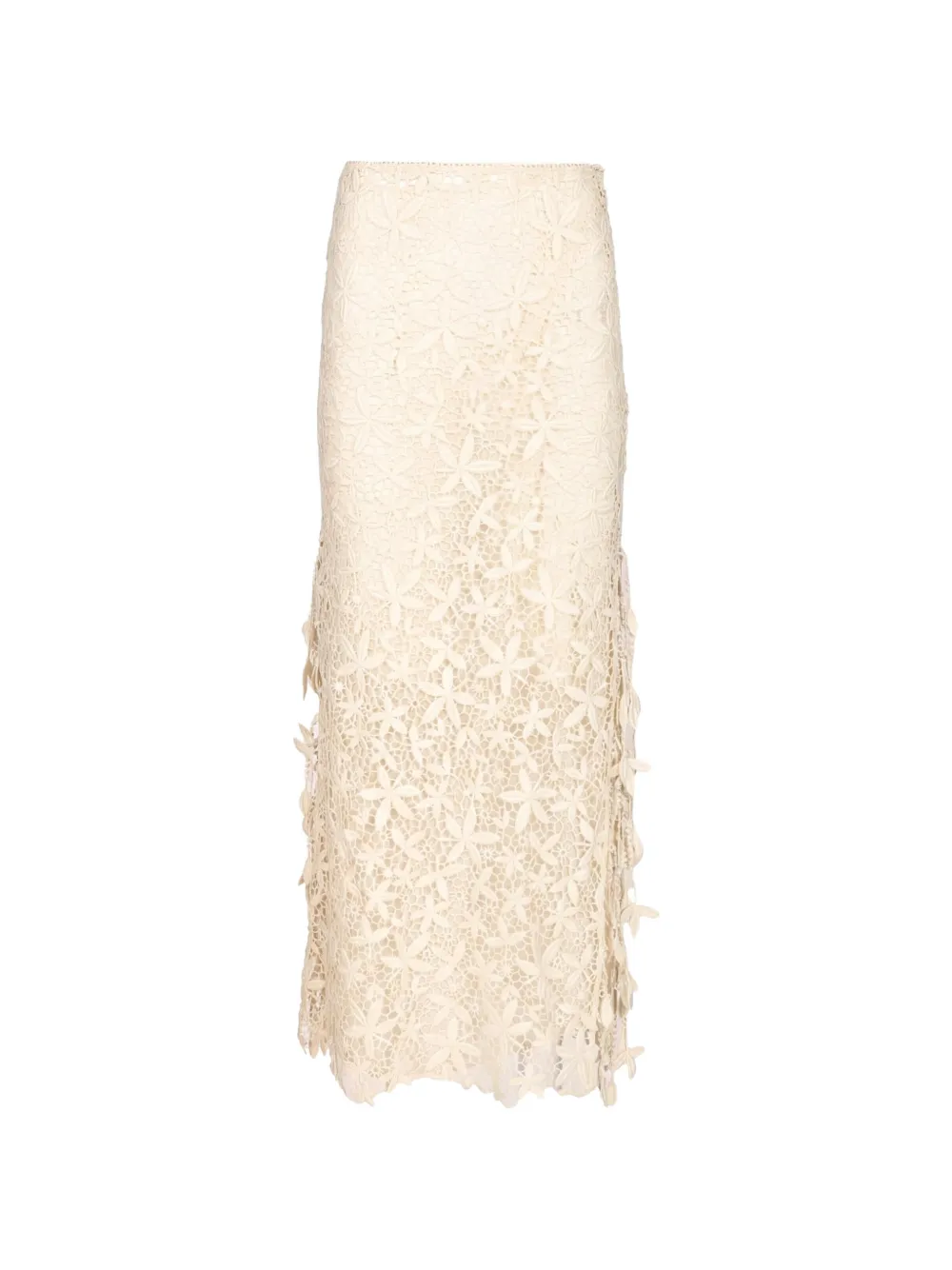 TOTEME guipure lace tassel-trim maxi skirt - Toni neutri