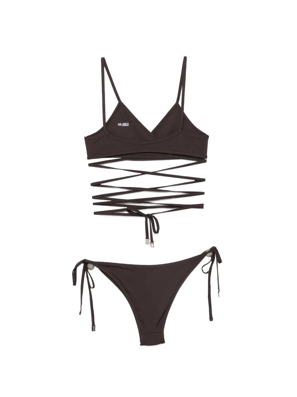 The Attico Bikini met strikken aan de zijkant Bruin