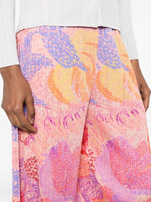 Pleats Please Issey Miyake アブストラクトプリント パンツ | ピンク