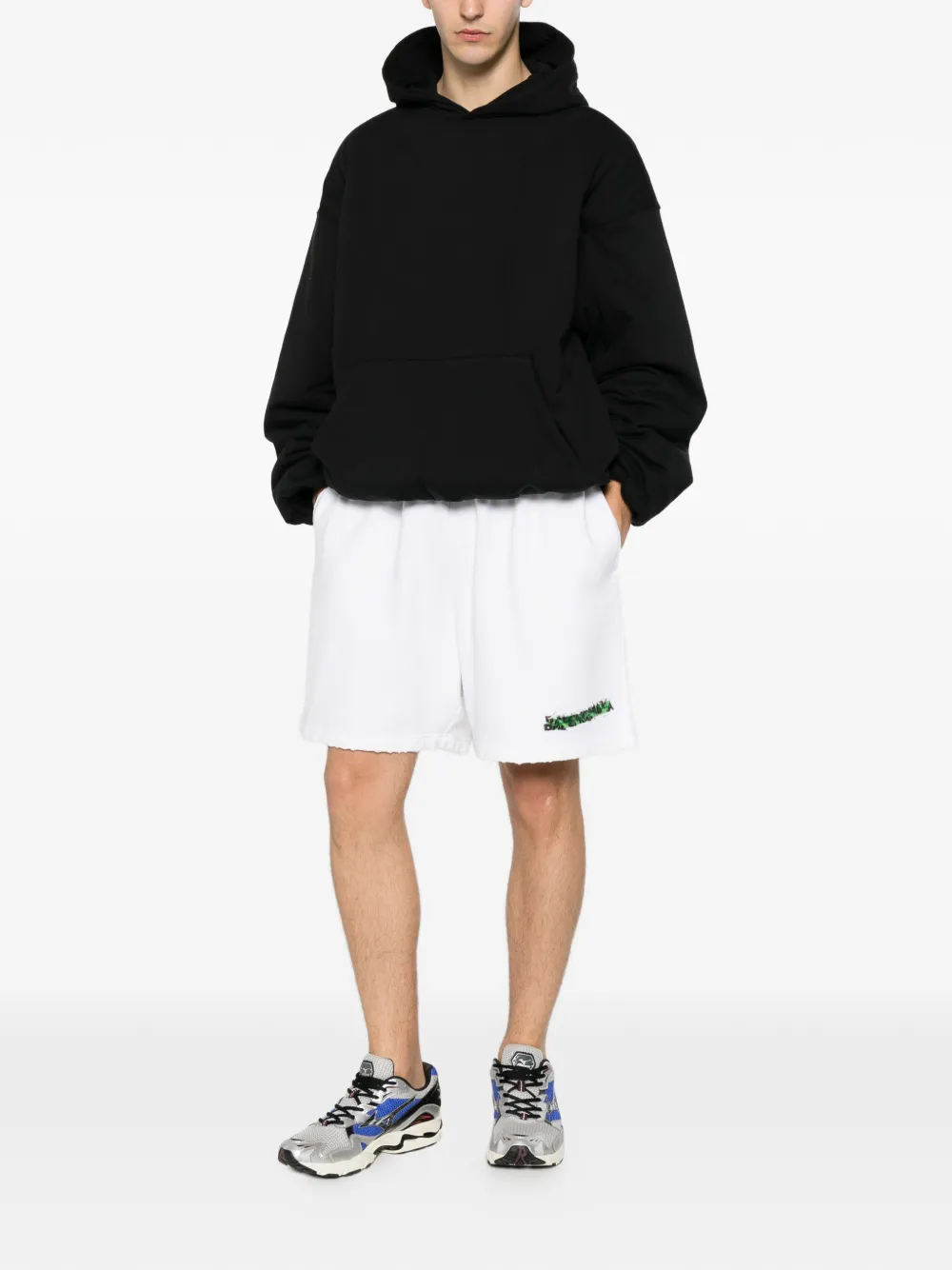 Balenciaga Shorts met logoprint en zak Wit