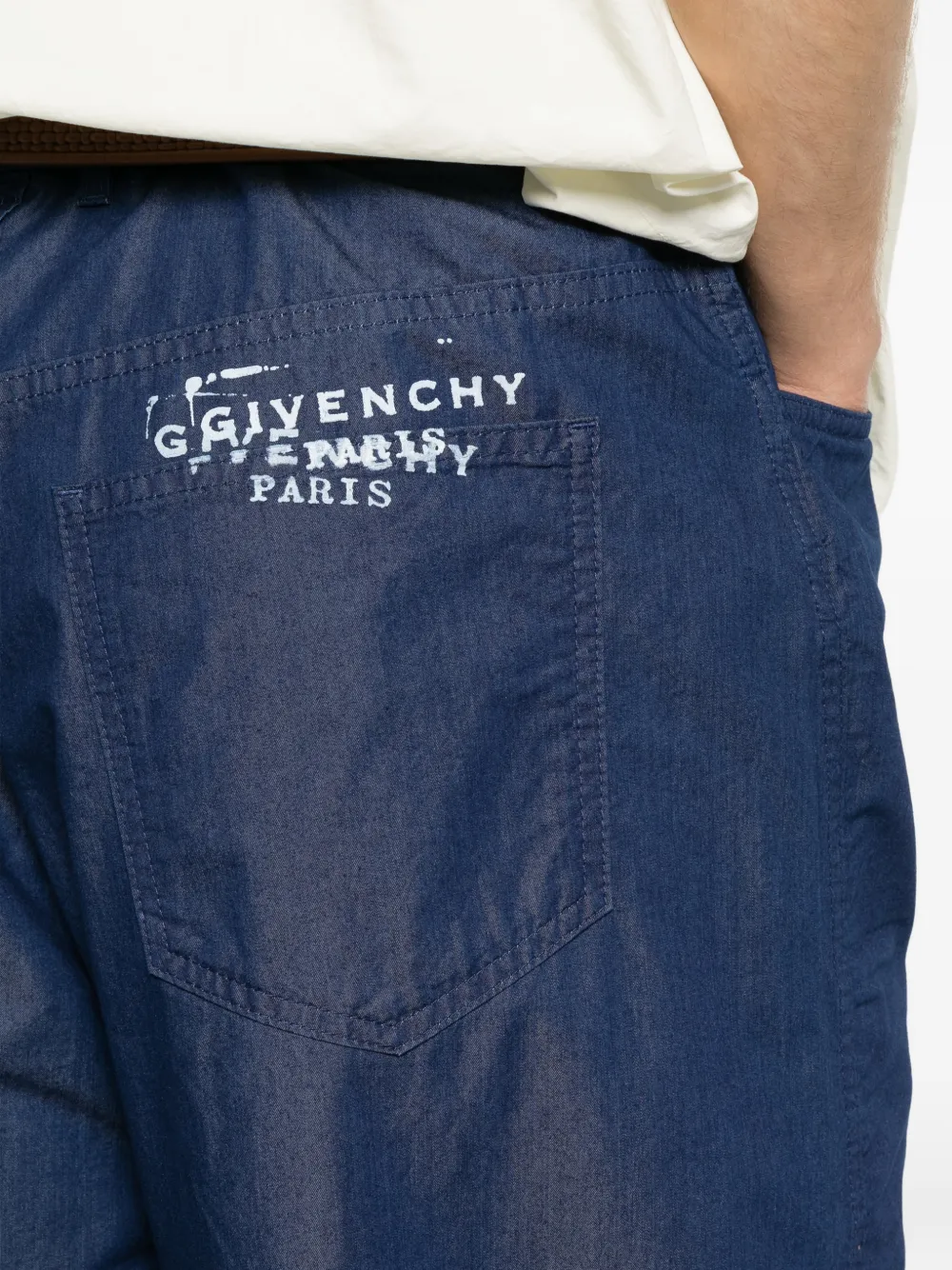 Givenchy Broek met logoprint en riemlussen Blauw